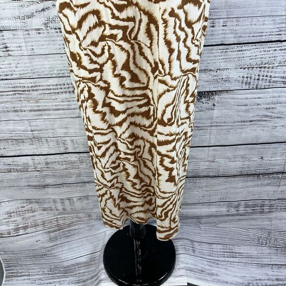 Nine West Dress size Extra Large Brown Tiger Straight Midi Jersey Stretch Modest - Picture 8 of 12